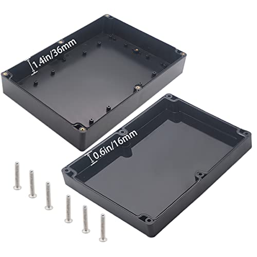 Watertight Junction Box, IP67 Waterproof Project Box Durable ABS Plastic Electronic Enclosure Case for DIY Electrical Project Black 10.35" x 7.17" x 2.36"(263 x 182 x 60 mm) - size: 10.35" x 7.17" x 2.36"