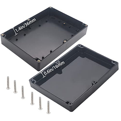 Watertight Junction Box, IP67 Waterproof Project Box Durable ABS Plastic Electronic Enclosure Case for DIY Electrical Project Black 10.35" x 7.17" x 2.36"(263 x 182 x 60 mm) - size: 10.35" x 7.17" x 2.36"
