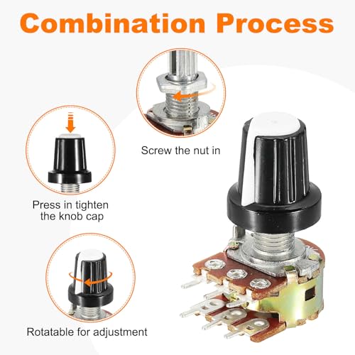 MECCANIXITY 5 Set WH148 B100K Ohm Potentiometer Kit 20mm Shaft White - size: 20mm, style: B100K