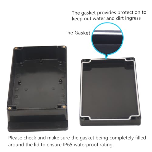 Zulkit Junction Box ABS Plastic Dustproof Waterproof IP65 Universal Electrical Boxes Project Enclosure with Fixed Ear Black 7.87 x 4.72 x 2.2 Inch (200 x 120 x 56 mm)(Pack of 2) - size: 7.87" x 4.72" x 2.2"(Pack of 2)