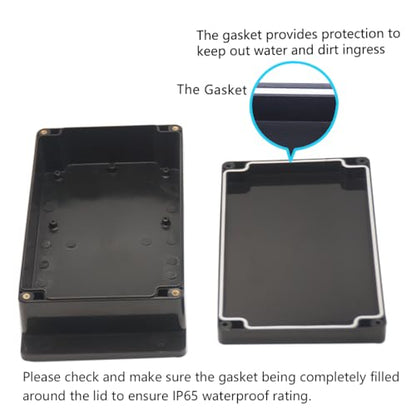 Zulkit Junction Box ABS Plastic Dustproof Waterproof IP65 Universal Electrical Boxes Project Enclosure with Fixed Ear Black 7.87 x 4.72 x 2.2 Inch (200 x 120 x 56 mm)(Pack of 2) - size: 7.87" x 4.72" x 2.2"(Pack of 2)