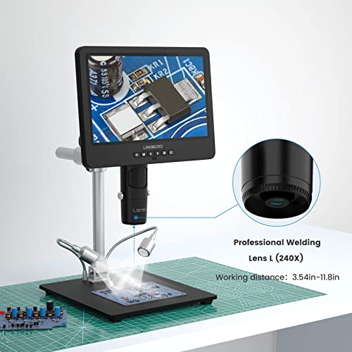 LM249MS 3 Lens 10.1" HDMI Digital Microscope 2000X, 2160P Video - size: 3 Lens 10.1" HDMI