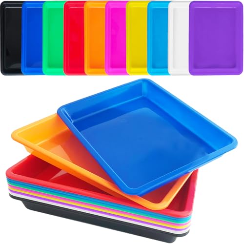 10 Pack Multicolor Plastic Art Trays,10 Colors Activity Crafts Tray,Colorful Art Organizer Trays,Art Serving Tray for DIY Projects,Painting,Beads,Home School Crafts - style: 10PCS 10 Colors
