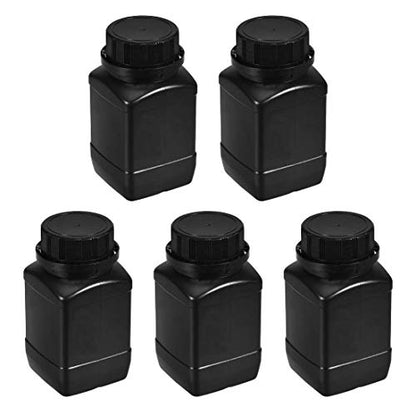 Heyiarbeit 5Pcs 17oz Plastic Lab Chemical Reagent Bottle, 50mm Wide Mouth HDPE Sample Storage Bottle Containers with Leak-Proof Sealed Jars for Liquid/Solid/Powder/Lab Chemical Storage Black - size: 500ml (5pcs)