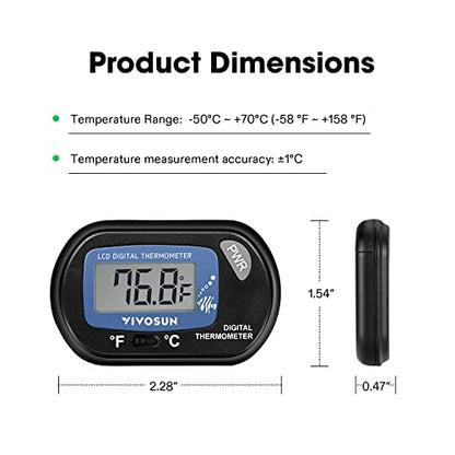 VIVOSUN 2-Pack LCD Digital Aquarium Thermometer - size: 2 packs