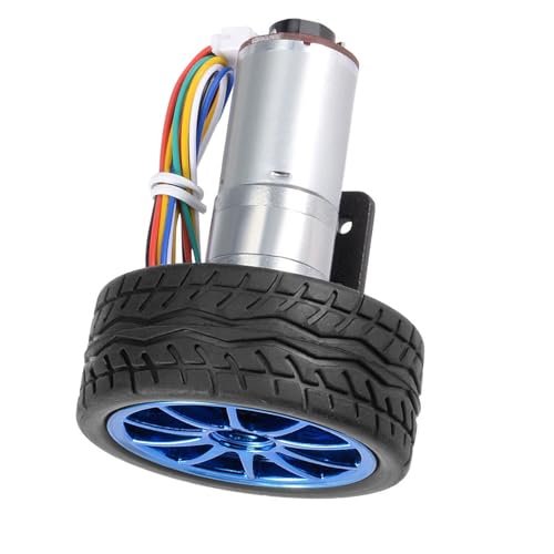 DC 6V DIY Encoder Gear Motor with Mounting Bracket 65mm Wheel Kit Micro Speed Reduction Motor Mini Motor for Art Car Robot Model DIY Engine Toy(100RPM)