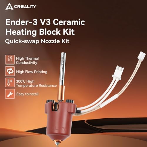 Creality Official Ender 3 V3 Hotend Kit, Upgrades Ceramic Heating Block Kit, Unicorn Quick Swap 3D Printer Nozzle, High Flow Extruder Heater Block, All Metal Integrated for Creality 3D Printers - style: Ender 3 V3