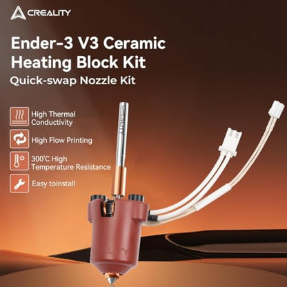 Creality Official Ender 3 V3 Hotend Kit, Upgrades Ceramic Heating Block Kit, Unicorn Quick Swap 3D Printer Nozzle, High Flow Extruder Heater Block, All Metal Integrated for Creality 3D Printers - style: Ender 3 V3