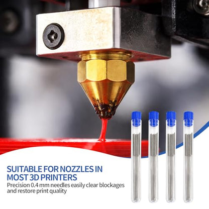 60PCS 3D Printer Nozzle Cleaning Kit,Stainless Steel Cleaning Needles Set (0.4mm),3D Printer Nozzle Cleaner for Precise Clog Removal and Maintenance - size: 60PCS