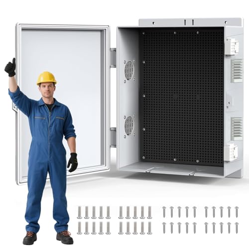 Outdoor Waterproof Electrical Junction Box Weatherproof IP65 ABS Plastic Enclosure with Preset Holes Switch Router Project Box with Mounting Panel Hinged Cover (15.7"x11"x5.9") - size: 15.7"x11"x5.9"