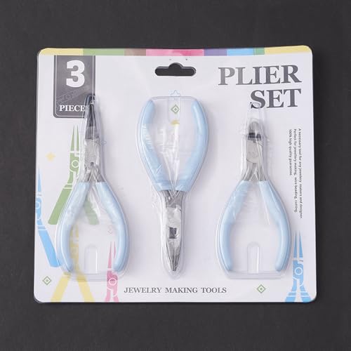 Pliers for Jewelry Making, Jewelry Pliers Set Includes Needle Nose Pliers, Round Nose Plier and Wire Cutters, Jewelry Making Tools for Jewelry Repair, Wire Wrapping, Beading and Crafts - color: Light Sky Blue