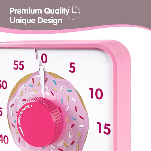 TWENTY5 SEVEN 7.5-Inch Visual Timer, Battery-Free 60-Minute Countdown Clock - color: Pink Donut
