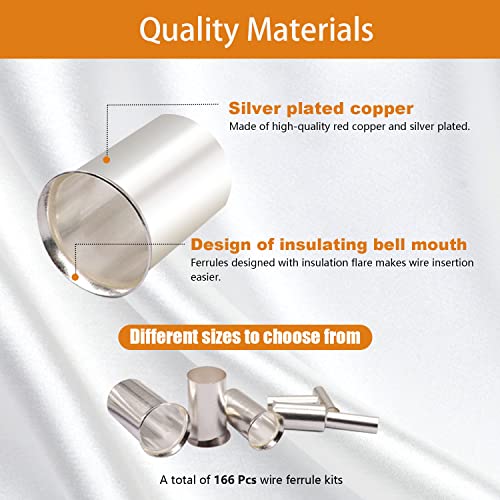 mankk 305PCS Silver Plated Copper Wire Ferrules Kit - color: 305PCS