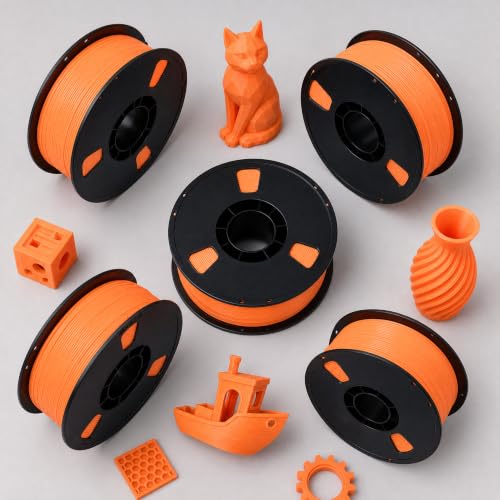 Matte PLA + 3D Printer Filament,PLA + Filament 1.75mm, Neatly Wound 3D Printing Filament 1.75mm, Dimensional Accuracy +/- 0.02 mm, Fit Most FDM 3D Printers, 1kg Spool (2.2lbs) (Orange) - color: Orange
