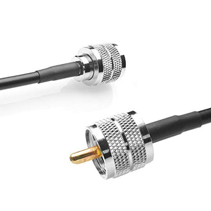 RG58 Coax Cable - 10FT (3M) Low Loss UHF PL-259 Male to Male for CB, VHF, HF 50 ohm - size: 10FT(3M)-1Pcs