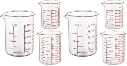 Ackers High Borosilicate Glass Measuring Cup Set with Pour Spout,60ml(2OZ),120ml(4OZ), 250ml(8OZ) Glass Measuring Beaker for Kitchen or Restaurant, Easy to Read (Pack of 2) - size: 60ml/120ml/250ml Measuring Cup Set (Pack of 2)
