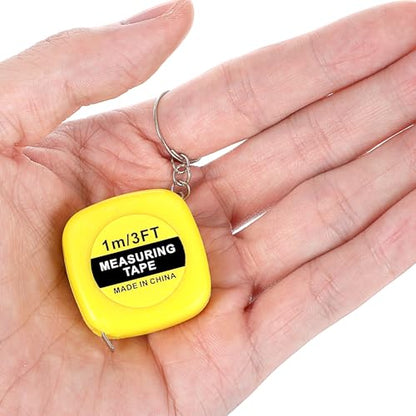 Grevosea 12 Pieces Mini Tape Measure Keychains, 2 Inch Functional Small Tape Measures Keychains with Stable Slide Lock Pocket Portable Tape for Birthday Party Favors Gift Bag Fillers Prize 1 m/ 3 Ft - color: 12 Pcs Yellow 2 Inch