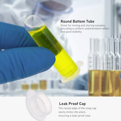 50Pcs 5ml Round Bottom Centrifuge Tubes with 1Pcs Rack