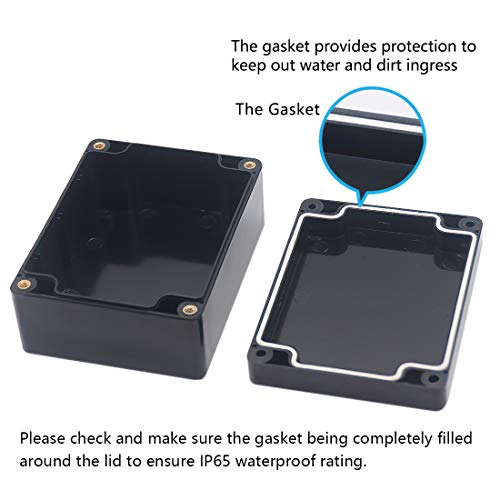 Junction Box, Zulkit Project Box IP65 Waterproof Outdoor Box ABS Plastic Electrical Boxes Electronic Enclosure Black 4.5 x 3.5 x 2.2 inch(115 x 90 x 55 mm)(Pack of 2) - size: 4.5" x 3.5" x 2.2"(Pack of 2)