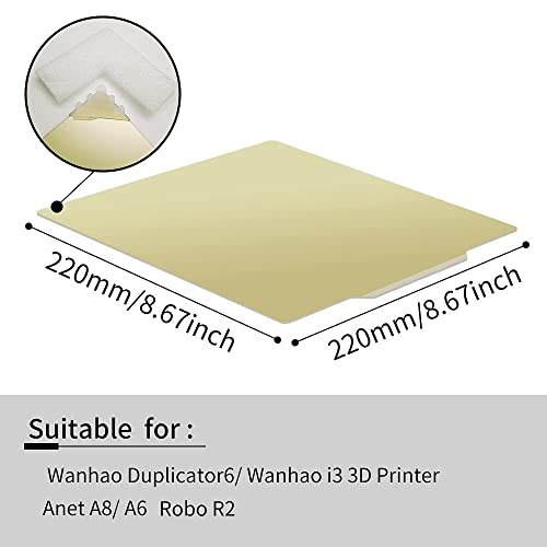 PEI Sheet Magnetic Bed Flexible Spring Steel Platform with 3M Adhesive, 220x220mm（8.66 8.66inch) for Anet A8, A6, Robo R2, Wanhao Duplicator6, Duplicator i3 Monoprice Maker 3D Printers. - size: 250