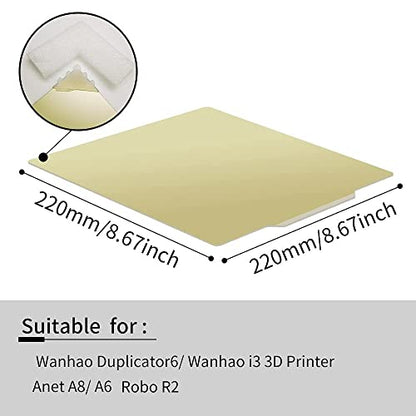PEI Sheet Magnetic Bed Flexible Spring Steel Platform with 3M Adhesive, 220x220mm（8.66 8.66inch) for Anet A8, A6, Robo R2, Wanhao Duplicator6, Duplicator i3 Monoprice Maker 3D Printers. - size: 250