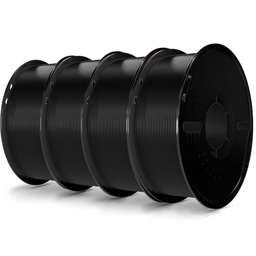 3D Printer Filament 1.75mm Black(4pcs) PLA Filament Accuracy +/- 0.02mm, 1kg Spool (2.2lbs), Tangle-Free, Clog-Free,High Compatibility Easy Printing,Fit Most FDM 3D Printer - color: Black(4pcs)
