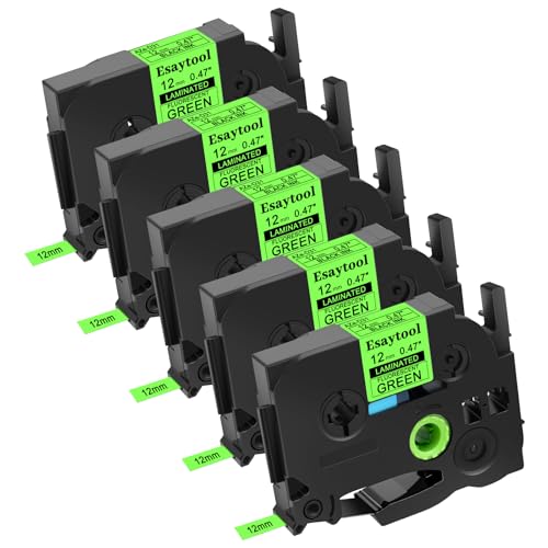 5 Pack Esaytool Replacement for P-Touch TZe-D31 12mm Black on Green - color: Black on Fluorescent Green, size: 12mm