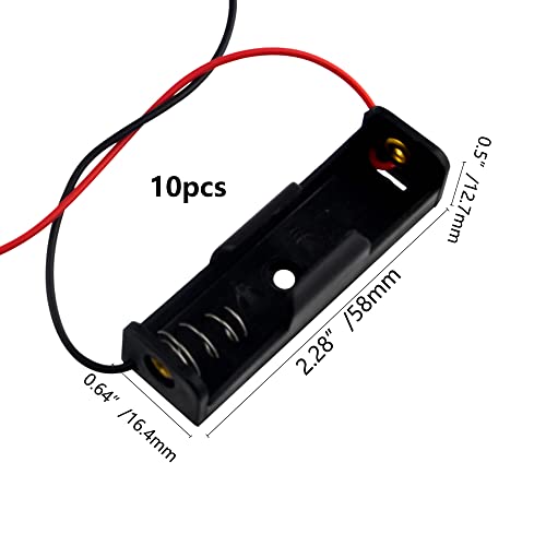 WMYCONGCONG 10 PCS 1x 1.5V Battery Holder with Alligator Clips Leads Wire Battery Holder case with Leads Plastic Battery Storage Case Box (10 PCS)