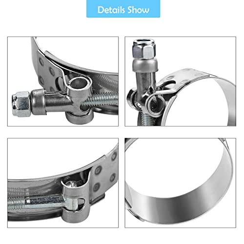 2 Pack 2.5 Inch T Bolt Hose Clamps 70-78mm, Heavy Duty Stainless Steel Turbo Intercooler Boost Pipe Clamps for Diesel Truck Intake Radiator - size: 70-78mm(2.75"-3.07") 2Pcs