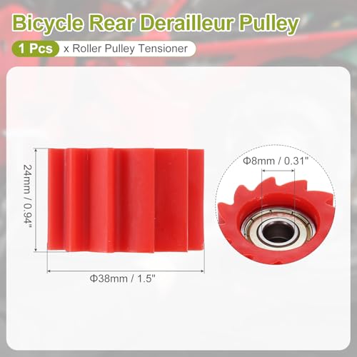 PATIKIL 8mm Serrated Shaped Roller Pulley Tensioner Chain Roller Pulley Red - color: Red
