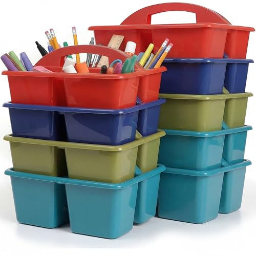 Kathfly 8 Pack Classroom Caddy Organizer with Handle Bulk, Deep Color - color: Deep Color