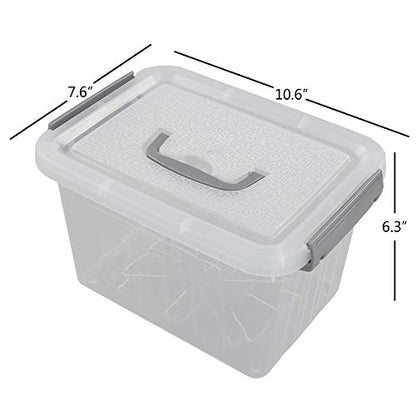 Jekiyo Clear Plastic Storage Bin, 6 Quart Latching Box with Lid, 4 Packs - size: 6 Quart