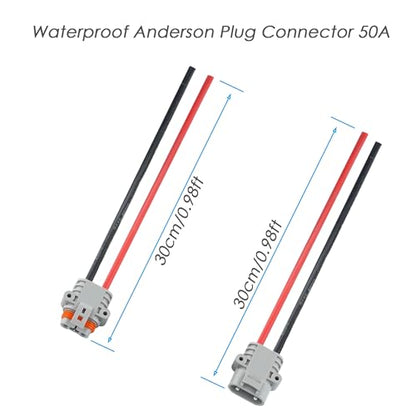 50A Battery Quick Connect Pair,IP68 Waterproof 8AWG Pre-Wired Plugs - size: Anderson 50A Waterproof Connector