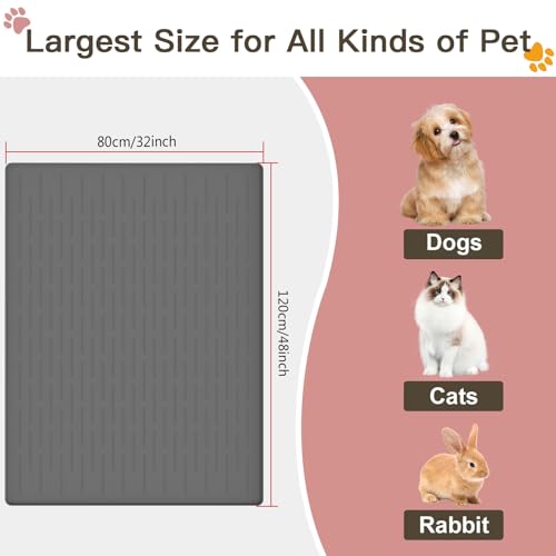 Largest Dog Food Mat, 48"x32" Silicone Dog and Cat Mat for Food and Water Bowls, Thinken Waterproof Non-Slip XXXL Pet Feeding Mat for Floors (Dark Gray) - color: Dark Gray, size: 48"L x 32"W