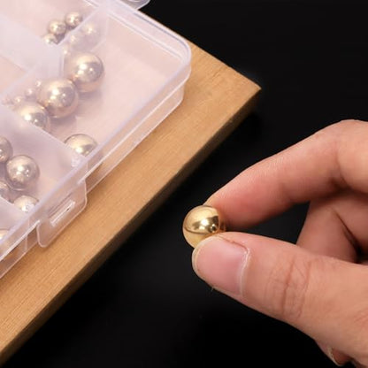 Glarks 160pcs 1-12mm 13 Sizes Precision Solid Brass Bearing Balls Assortment, Yellow Brass Hardness Round Ball, Industrial Ball Bearing for Machinery, Automotive, Valves, Ball Mill - size: 1-12mm