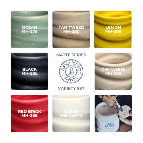 Penguin Pottery - Variety Set - Mid Fire Matte Series - Cone 6 - Includes 8 4oz Jars - color: Matte Series (Mid Fire)