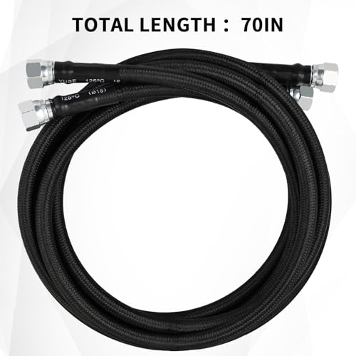 Mupera 6AN 70" Transmission Cooler Lines - Braided Transmission Lines Kit - color: Black, size: 70 Inch