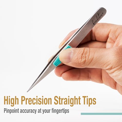 Beaditive High Precision Heavy-Duty Tweezers With Cushion - 4.7" Craft Tweezers for Sewing, Beading & DIY Crafts - Non-Serrated, Fine Point Tips - Stainless Steel Needle Nose Hobby Tweezers (Teal) - color: Teal