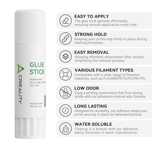 Creality 3D Printer Glue Sticks for Hot Bed Warping Reducing 3D Printer Bed Adhesive PVP Solid 3D Print Glue Stick 3D Gloop for PLA/ABS/PETG/PC/PA/TPU(Pack of 2)