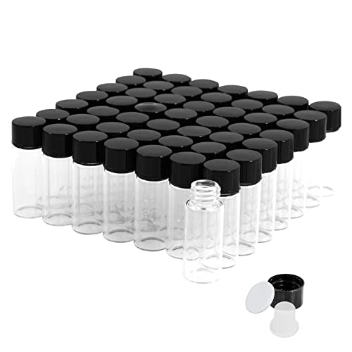 50PCS 4ml Clear Glass Small Vials with Screw Caps & Plastic Stoppers - size: 4ml