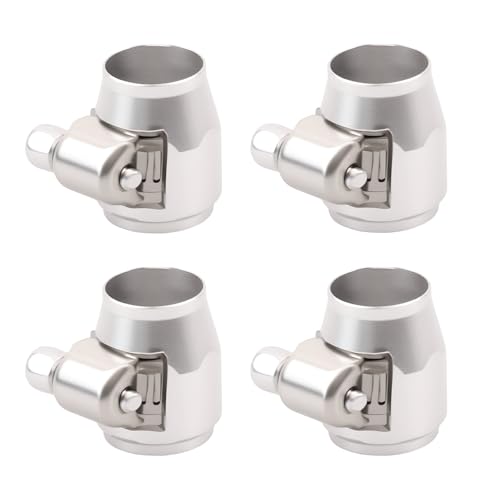 Aluminum Hose End Finisher Clamp, Universal Fit, Red Chrome Finish, 4pcs Set for Stainless Steel and Rubber Hoses, Model (Silver, 6AN) - color: Silver, size: 6AN