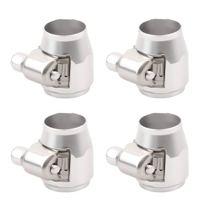 Aluminum Hose End Finisher Clamp, Universal Fit, Red Chrome Finish, 4pcs Set for Stainless Steel and Rubber Hoses, Model (Silver, 6AN) - color: Silver, size: 6AN