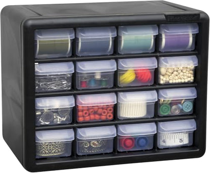 Akro-Mils 10116, 16 Drawer Plastic Parts Storage Hardware and Craft Cabinet, 10-1/2-Inch W x 6-1/2-Inch D x 8-1/2-Inch H, Black - color: Black, size: 16 Drawer, style: 1 Pack