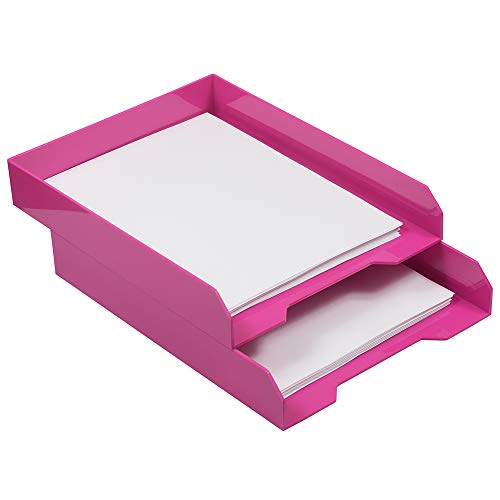 JAM PAPER Stackable Paper Trays - Pink - Desktop Document, Letter, & File Organizer Tray - Sold Individually - color: Pink, size: Pack of One (1) Tray