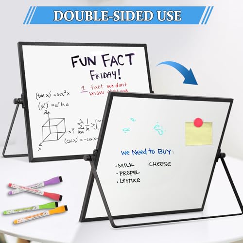 Double-Sided Magnetic White Board with Stand, 16" x 12" (Black) - color: Black, size: 16"W x 12"H