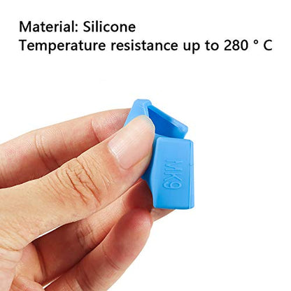 Aokin 3D Printer Hotend Silicone Sock Heater Block Silicone Cover for Creality Ender 3, Ender 3 Pro, Ender 5, Ender 5 Pro, CR-10/10S, Anet A8, MK7/8/9 Hotend, Blue, 3 Pcs