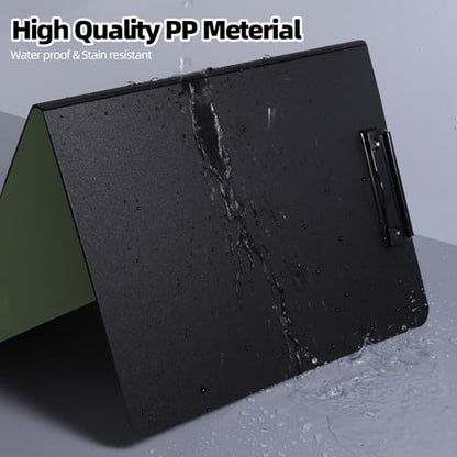 FRETONBA Clipboard Folder, 5 Pack A4 Foldable Clipboard with Horizontal and Vertical Double Metal Clips, 360 Degree Foldable Binder Clipboards with Pen Holder, File Cover Folder Clipboards, Green - style: 5Pack- Green