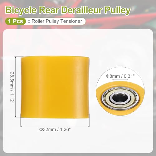 PATIKIL 8mm Roller Pulley Tensioner, Chain Roller Pulley Tensioner Mini Bike Parts Nylon Cylinder Type Guide Wheel Chain Guide Slider for Mini Motorcycle Dirt Bike, Yellow - color: Yellow