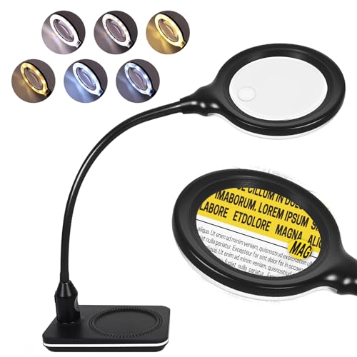 Rechargeable Magnifying Glass with Light and Stand, 15X 30X