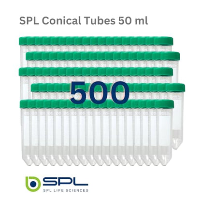 SPL 50ml Conical Centrifuge Tube Polypropylene Screw Cap, Sterile Non - pyrogenic, Non - cytotoxic, DNase/RNase - Free, Resealable Bags (500 Tubes) - size: 500 Tubes